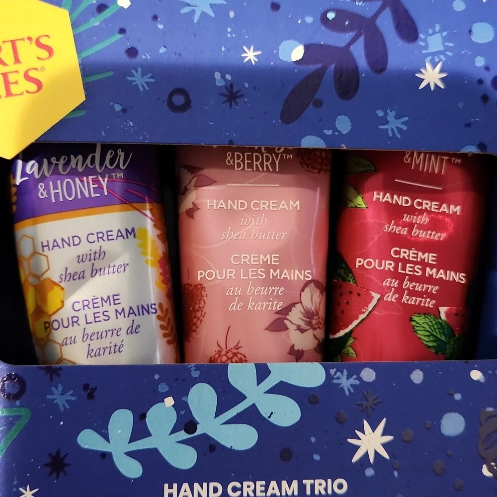 NEW Burts Bees Hand Cream Trio. NEW IN BOX